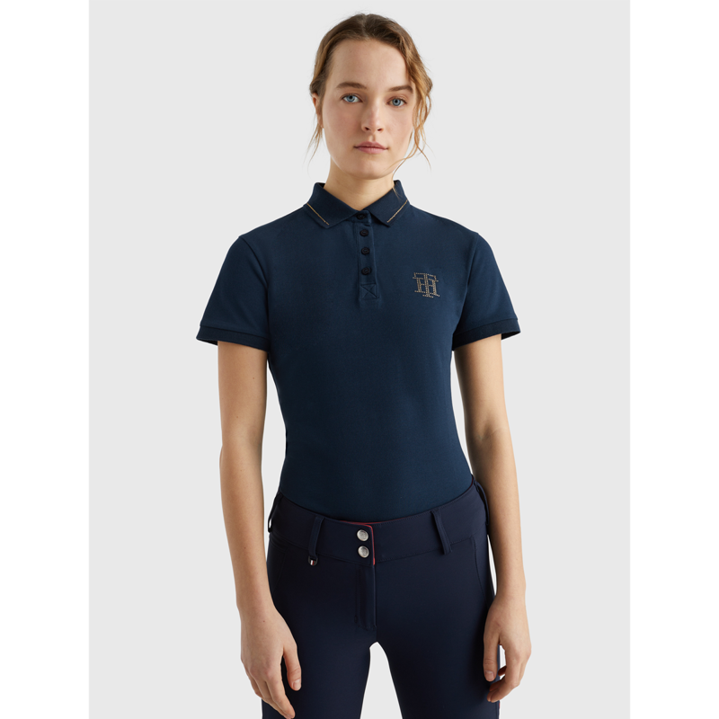 Tommy Hilfiger Ladies Rhinestone Polo Shirt - Desert Sky-2